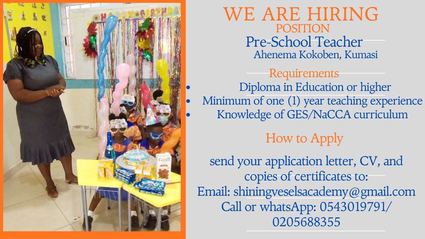 You are currently viewing JOIN OUR TEAM AS A PRE-SCHOOL TEACHER